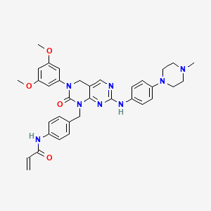 molecular formula C35H38N8O4 B612009 N-(4-((3-(3,5-Dimethoxyphenyl)-7-((4-(4-methylpiperazin-1-yl)phenyl)amino)-2-oxo-3,4-dihydropyrimido[4,5-d]pyrimidin-1(2H)-yl)methyl)phenyl)acrylamide CAS No. 1633044-56-0
