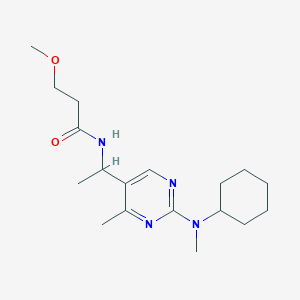 molecular formula C18H30N4O2 B6120116 N-[1-[2-[cyclohexyl(methyl)amino]-4-methylpyrimidin-5-yl]ethyl]-3-methoxypropanamide 