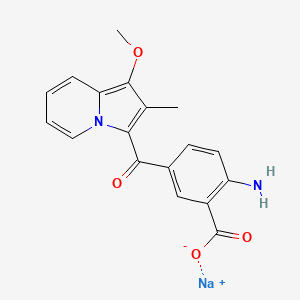 molecular formula C18H16N2O4 B612013 Sodium 2-amino-5-[(1-methoxy-2-methylindolizin-3-yl)carbonyl]benzoate CAS No. 848318-25-2