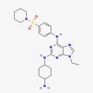 molecular formula C24H34N8O2S B612016 2-N-(4-aminocyclohexyl)-9-ethyl-6-N-(4-piperidin-1-ylsulfonylphenyl)purine-2,6-diamine CAS No. 289479-07-8