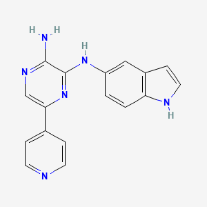molecular formula C17H14N6 B612017 N2-(1H-Indol-5-yl)-6-(pyridin-4-yl)pyrazine-2,3-diamine CAS No. 1175017-90-9