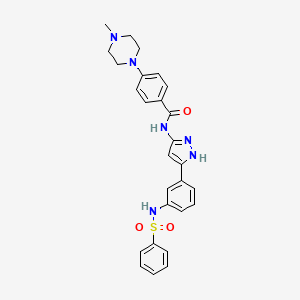 molecular formula C27H28N6O3S B612018 N-[5-[3-(benzenesulfonamido)phenyl]-1H-pyrazol-3-yl]-4-(4-methylpiperazin-1-yl)benzamide CAS No. 1327167-19-0