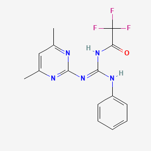 molecular formula C15H14F3N5O B6120211 N-[(E)-[(4,6-dimethylpyrimidin-2-yl)amino](phenylamino)methylidene]-2,2,2-trifluoroacetamide 