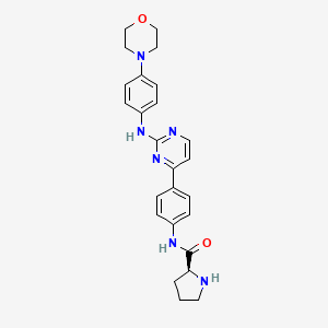 molecular formula C25H28N6O2 B612041 (S)-N-(4-(2-((4-morpholinophenyl)amino)pyrimidin-4-yl)phenyl)pyrrolidine-2-carboxamide CAS No. 945755-56-6