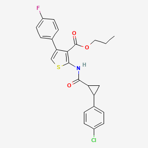 molecular formula C24H21ClFNO3S B6120442 Propyl 2-({[2-(4-chlorophenyl)cyclopropyl]carbonyl}amino)-4-(4-fluorophenyl)thiophene-3-carboxylate 