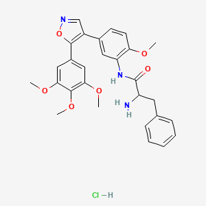 B612051 2-amino-N-[2-methoxy-5-[5-(3,4,5-trimethoxyphenyl)-1,2-oxazol-4-yl]phenyl]-3-phenylpropanamide;hydrochloride CAS No. 906481-23-0