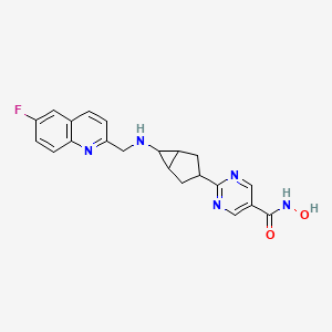 molecular formula C21H20FN5O2 B612059 2-[6-[(6-fluoroquinolin-2-yl)methylamino]-3-bicyclo[3.1.0]hexanyl]-N-hydroxypyrimidine-5-carboxamide CAS No. 1235859-13-8