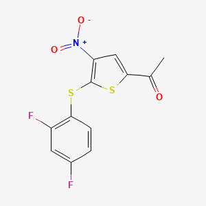 molecular formula C12H7F2NO3S2 B612074 1-[5-(2,4-二氟苯硫基)-4-硝基噻吩-2-基]-乙酮 CAS No. 1247819-59-5