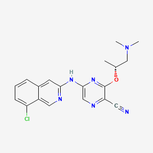 molecular formula C19H19ClN6O B612087 (R)-5-(8-Chloroisoquinolin-3-Ylamino)-3-(1-(Dimethylamino)propan-2-Yloxy)pyrazine-2-Carbonitrile CAS No. 1184843-57-9