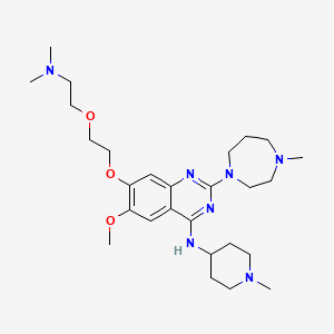 molecular formula C27H45N7O3 B612091 7-(2-(2-(Dimethylamino)ethoxy)ethoxy)-6-methoxy-2-(4-methyl-1,4-diazepan-1-yl)-N-(1-methylpiperidin-4-yl)quinazolin-4-amine CAS No. 1238673-32-9