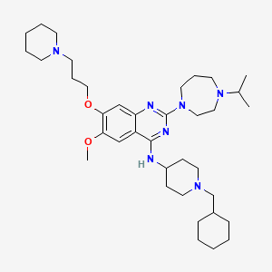 molecular formula C37H61N7O2 B612092 N-(1-(cyclohexylmethyl)piperidin-4-yl)-2-(4-isopropyl-1,4-diazepan-1-yl)-6-methoxy-7-(3-(piperidin-1-yl)propoxy)quinazolin-4-amine CAS No. 1320288-19-4