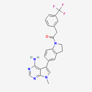 molecular formula C24H20F3N5O B612094 1-(5-(4-amino-7-methyl-7H-pyrrolo[2,3-d]pyrimidin-5-yl)indolin-1-yl)-2-(3-(trifluoromethyl)phenyl)ethanone CAS No. 1337531-36-8