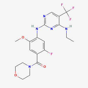 molecular formula C19H21F4N5O3 B612097 [4-[[4-(Ethylamino)-5-(trifluoromethyl)pyrimidin-2-yl]amino]-2-fluoro-5-methoxyphenyl]-morpholin-4-ylmethanone CAS No. 1351761-44-8