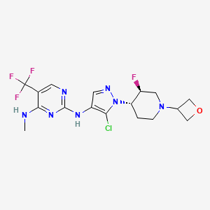 molecular formula C17H20ClF4N7O B612098 2-N-[5-chloro-1-[(3S,4S)-3-fluoro-1-(oxetan-3-yl)piperidin-4-yl]pyrazol-4-yl]-4-N-methyl-5-(trifluoromethyl)pyrimidine-2,4-diamine CAS No. 1536200-31-3