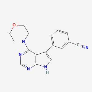 molecular formula C17H15N5O B612100 3-[4-(morpholin-4-yl)-7H-pyrrolo[2,3-d]pyrimidin-5-yl]benzonitrile CAS No. 1527473-33-1