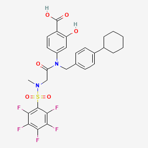 4-(N-(4-cyclohexylbenzyl)-2-(2,3,4,5,6-pentafluoro-N-methylphenylsulfonamido)acetamido)-2-hydroxybenzoic acid