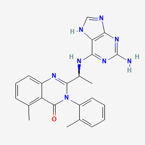 molecular formula C23H22N8O B612117 CAL-130 CAS No. 1431697-74-3