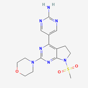 molecular formula C15H19N7O3S B612118 5-(7-(methylsulfonyl)-2-morpholino-6,7-dihydro-5H-pyrrolo[2,3-d]pyrimidin-4-yl)pyrimidin-2-amine CAS No. 1007207-67-1