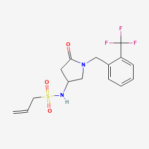 molecular formula C15H17F3N2O3S B6121321 N-{5-oxo-1-[2-(trifluoromethyl)benzyl]-3-pyrrolidinyl}-2-propene-1-sulfonamide 