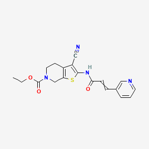 molecular formula C19H18N4O3S B612141 ethyl 3-cyano-2-(3-pyridin-3-ylprop-2-enoylamino)-5,7-dihydro-4H-thieno[2,3-c]pyridine-6-carboxylate CAS No. 871015-11-1