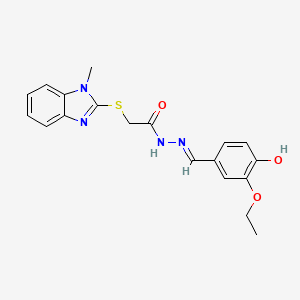 molecular formula C19H20N4O3S B6121432 N'-[(E)-(3-ethoxy-4-hydroxyphenyl)methylidene]-2-[(1-methyl-1H-benzimidazol-2-yl)sulfanyl]acetohydrazide 
