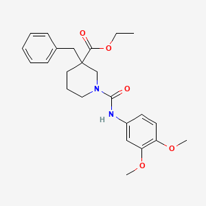 molecular formula C24H30N2O5 B6121509 Ethyl 3-benzyl-1-[(3,4-dimethoxyphenyl)carbamoyl]piperidine-3-carboxylate 
