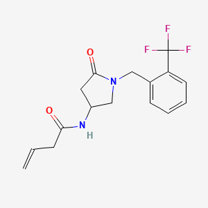 molecular formula C16H17F3N2O2 B6121536 N-{5-oxo-1-[2-(trifluoromethyl)benzyl]-3-pyrrolidinyl}-3-butenamide 