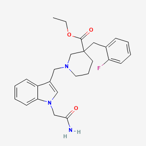 molecular formula C26H30FN3O3 B6121565 Ethyl 1-[[1-(2-amino-2-oxoethyl)indol-3-yl]methyl]-3-[(2-fluorophenyl)methyl]piperidine-3-carboxylate 