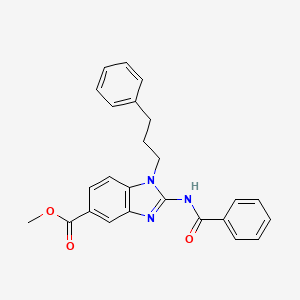 molecular formula C25H23N3O3 B612157 Methyl 2-benzamido-1-(3-phenylpropyl)-1H-benzo[d]imidazole-5-carboxylate CAS No. 1374601-40-7