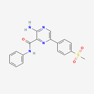 molecular formula C18H16N4O3S B612159 3-Amino-6-(4-(methylsulfonyl)phenyl)-N-phenylpyrazine-2-carboxamide CAS No. 1232410-49-9