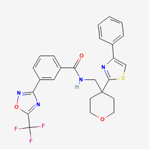 molecular formula C25H21F3N4O3S B612171 N-((4-(4-Phenylthiazol-2-yl)tetrahydro-2H-pyran-4-yl)methyl)-3-(5-(trifluoromethyl)-1,2,4-oxadiazol-3-yl)benzamide CAS No. 1314890-29-3