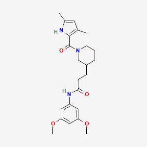 molecular formula C23H31N3O4 B6121769 N-(3,5-dimethoxyphenyl)-3-[1-(3,5-dimethyl-1H-pyrrole-2-carbonyl)piperidin-3-yl]propanamide 