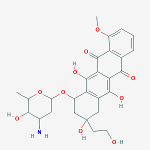 molecular formula C27H31NO10 B612179 7-(4-amino-5-hydroxy-6-methyloxan-2-yl)oxy-6,9,11-trihydroxy-9-(2-hydroxyethyl)-4-methoxy-8,10-dihydro-7H-tetracene-5,12-dione CAS No. 952648-77-0
