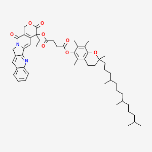 molecular formula C53H68N2O8 B612184 4-O-(19-乙基-14,18-二氧代-17-氧杂-3,13-二氮杂五环[11.8.0.02,11.04,9.015,20]二十一烷-1(21),2,4,6,8,10,15(20)-七烯-19-基) 1-O-[2,5,7,8-四甲基-2-(4,8,12-三甲基十三烷基)-3,4-二氢色满烯-6-基] 丁二酸二酯 CAS No. 850728-17-5