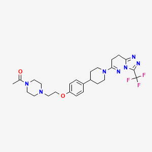 molecular formula C25H32F3N7O2 B612185 1-(4-(2-(4-(1-(3-(Trifluoromethyl)-7,8-dihydro-[1,2,4]triazolo[4,3-b]pyridazin-6-yl)piperidin-4-yl)phenoxy)ethyl)piperazin-1-yl)ethanone CAS No. 1240299-33-5