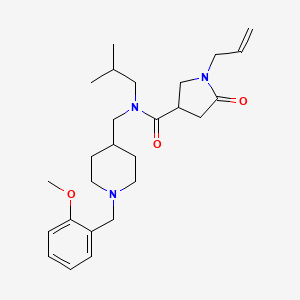 molecular formula C26H39N3O3 B6121863 N-[[1-[(2-methoxyphenyl)methyl]piperidin-4-yl]methyl]-N-(2-methylpropyl)-5-oxo-1-prop-2-enylpyrrolidine-3-carboxamide 