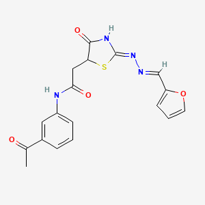 molecular formula C18H16N4O4S B6122147 N-(3-acetylphenyl)-2-[(2Z)-2-[(E)-furan-2-ylmethylidenehydrazinylidene]-4-oxo-1,3-thiazolidin-5-yl]acetamide 