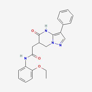 molecular formula C22H22N4O3 B6122223 N-(2-ethoxyphenyl)-2-(5-oxo-3-phenyl-6,7-dihydro-4H-pyrazolo[1,5-a]pyrimidin-6-yl)acetamide 