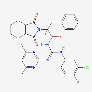 molecular formula C30H30ClFN6O3 B6122269 N-{(Z)-[(3-chloro-4-fluorophenyl)amino][(4,6-dimethylpyrimidin-2-yl)amino]methylidene}-2-(1,3-dioxooctahydro-2H-isoindol-2-yl)-3-phenylpropanamide 