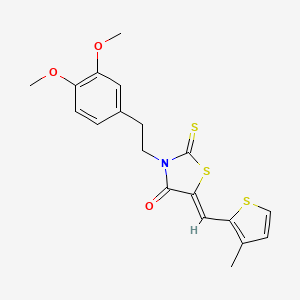 molecular formula C19H19NO3S3 B6122318 (5Z)-3-[2-(3,4-dimethoxyphenyl)ethyl]-5-[(3-methylthiophen-2-yl)methylidene]-2-thioxo-1,3-thiazolidin-4-one CAS No. 5879-34-5