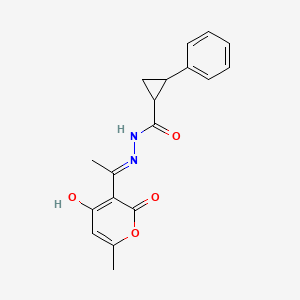 molecular formula C18H18N2O4 B6122746 N'-[(1E)-1-(4-hydroxy-6-methyl-2-oxo-2H-pyran-3-yl)ethylidene]-2-phenylcyclopropanecarbohydrazide 