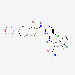 B612281 (1S,2S,3R,4R)-3-[5-Chloro-2-((S)-1-methoxy-7-morpholin-4-yl-6,7,8,9-tetrahydro-5H-benzocyclohepten-2-ylamino)-pyrimidin-4-ylamino]-bicyclo[2.2.1]hept-5-ene-2-carboxylic acid amide CAS No. 1022958-60-6