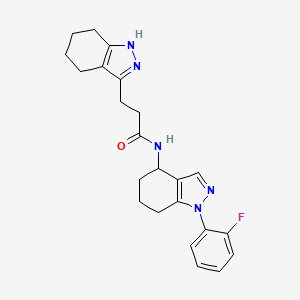 molecular formula C23H26FN5O B6122848 N-[1-(2-fluorophenyl)-4,5,6,7-tetrahydroindazol-4-yl]-3-(4,5,6,7-tetrahydro-1H-indazol-3-yl)propanamide 