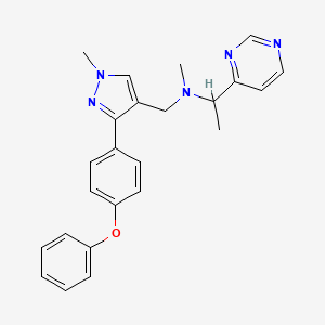 molecular formula C24H25N5O B6122885 N-methyl-N-[[1-methyl-3-(4-phenoxyphenyl)pyrazol-4-yl]methyl]-1-pyrimidin-4-ylethanamine 
