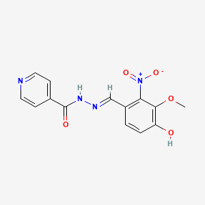 molecular formula C14H12N4O5 B6122919 N'-[(E)-(4-hydroxy-3-methoxy-2-nitrophenyl)methylidene]pyridine-4-carbohydrazide 