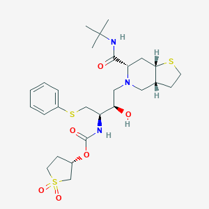 5-(3(R)-(((1,1-Dioxotetrahydrothienyl-3(S)-oxy)carbonyl)amino)-4-(phenylthio)-2(R)-hydroxybutyl)-N-(1,1-dimethylethyl)octahydrothieno(3,2-c)pyridine-6(R)-carboxamide