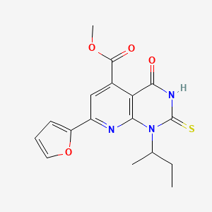 molecular formula C17H17N3O4S B6123842 METHYL 1-(SEC-BUTYL)-7-(2-FURYL)-4-OXO-2-SULFANYL-1,4-DIHYDROPYRIDO[2,3-D]PYRIMIDINE-5-CARBOXYLATE 