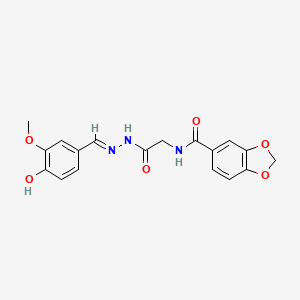 molecular formula C18H17N3O6 B6123907 N-({N'-[(E)-(4-Hydroxy-3-methoxyphenyl)methylidene]hydrazinecarbonyl}methyl)-2H-1,3-benzodioxole-5-carboxamide 