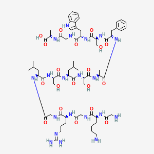 molecular formula C67H104N20O19 B612395 L-Alanine,glycyl-L-lysylglycyl-L-arginylglycyl-L-leucyl-L-seryl-L-leucyl-L-seryl-L-alanyl-L-phenylalanyl-L-seryl-L-tryptophylglycyl- CAS No. 99026-78-5