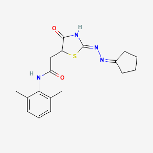 molecular formula C18H22N4O2S B6123992 2-[(2Z)-2-(cyclopentylidenehydrazinylidene)-4-oxo-1,3-thiazolidin-5-yl]-N-(2,6-dimethylphenyl)acetamide 